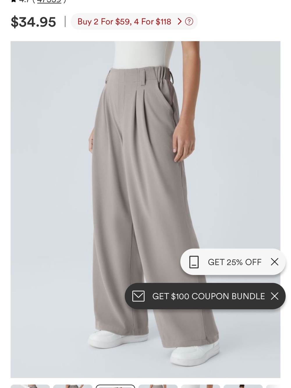 HALARA Wide-Leg Pleated Pants in Mink Ash